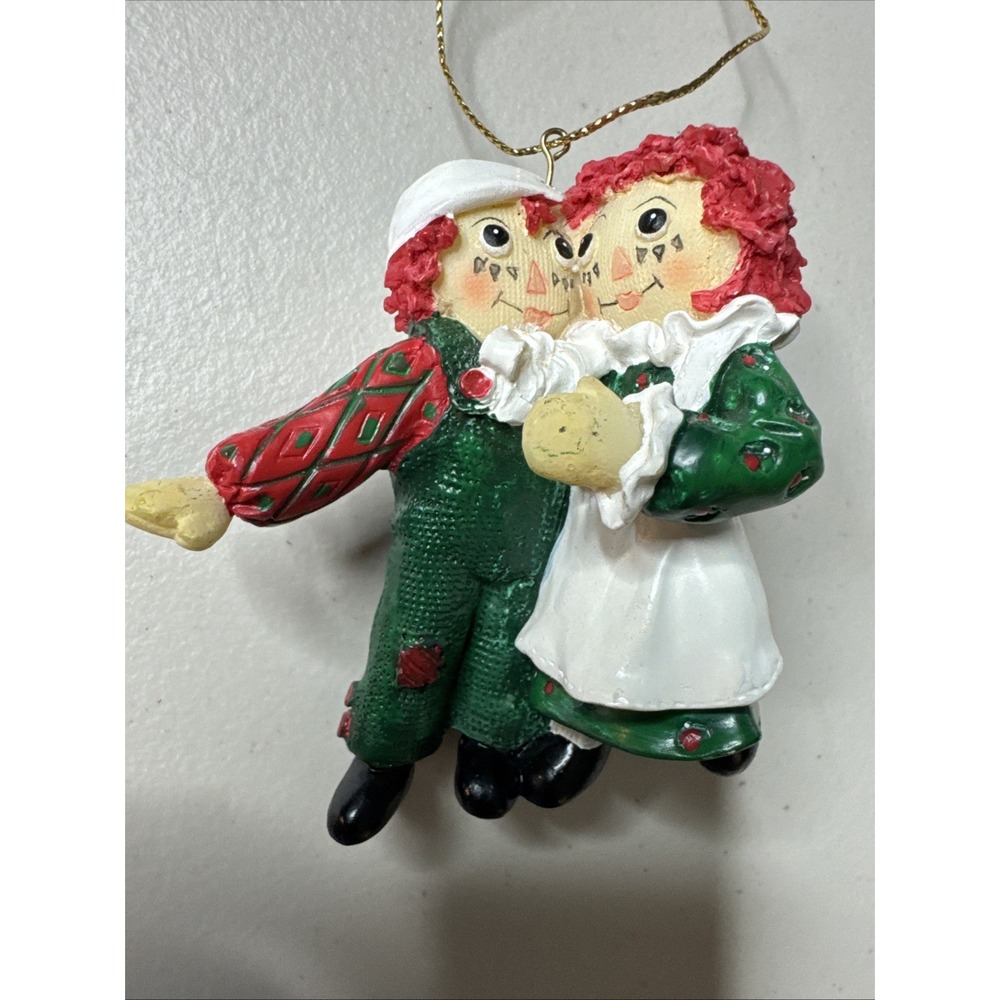 Vintage RAGGEDY ANN & ANDY Christmas Ornament 3" Figurine 1998 Dancing